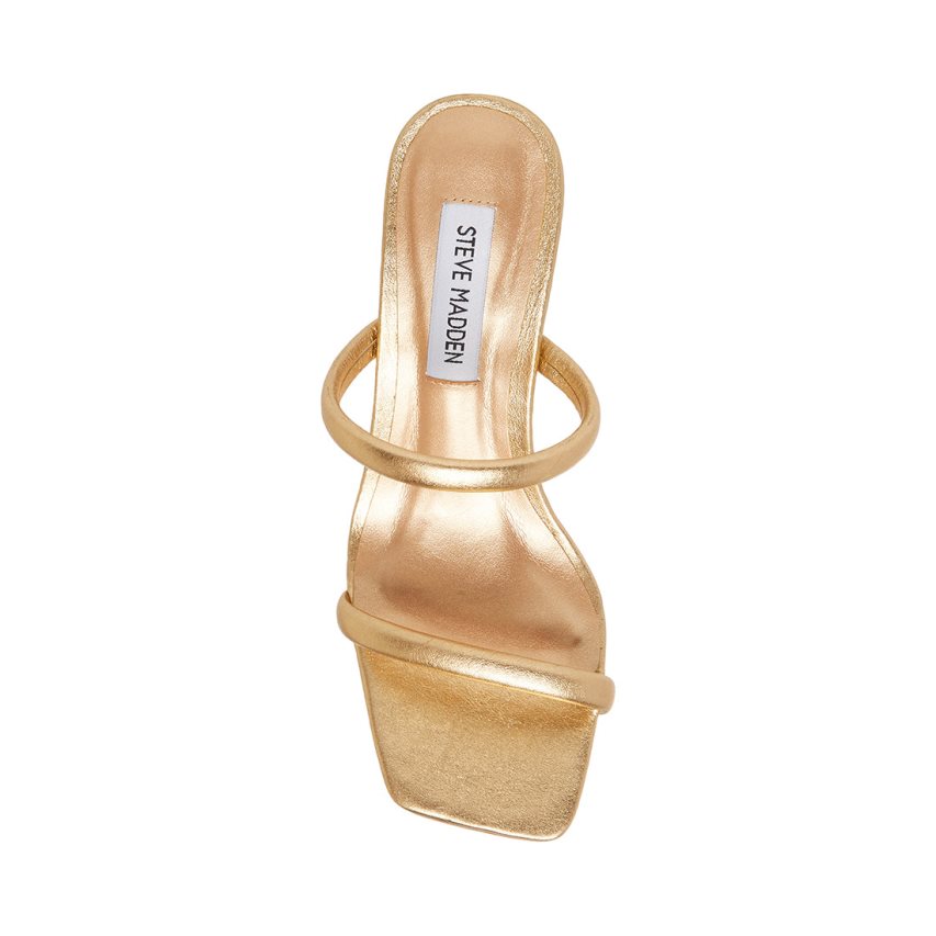 Sandalias Tacones Steve Madden Joy Cuero Mujer Doradas | ES BP2814